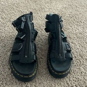 Dr. Martens Black Womens Gladiator Sandal with Front Zipper
